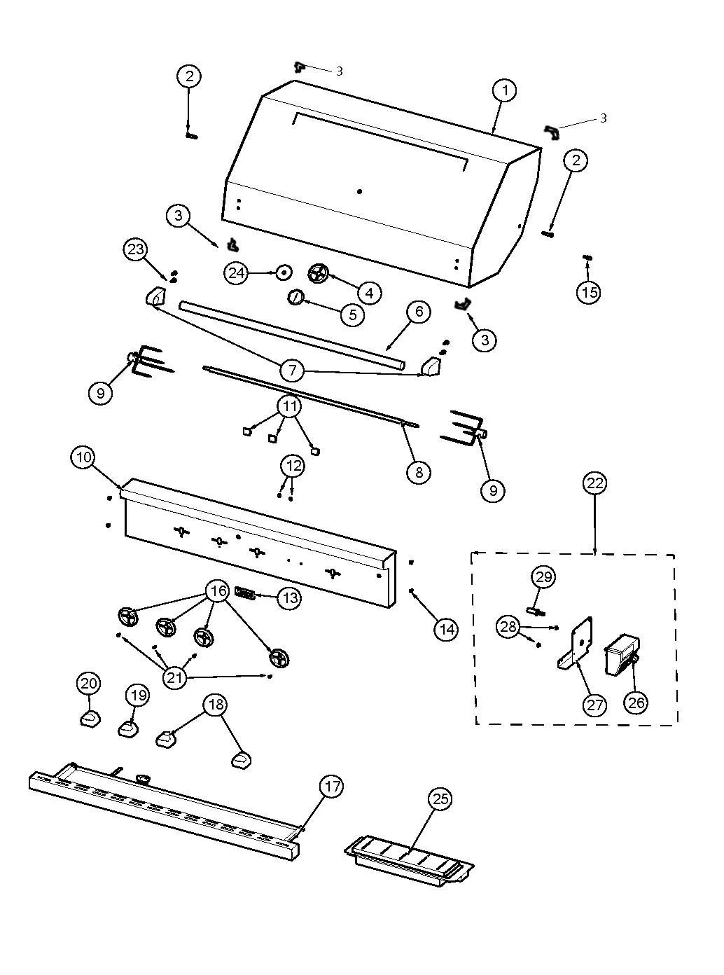 Viking VGBQ54224 Grill Decor parts diagram
