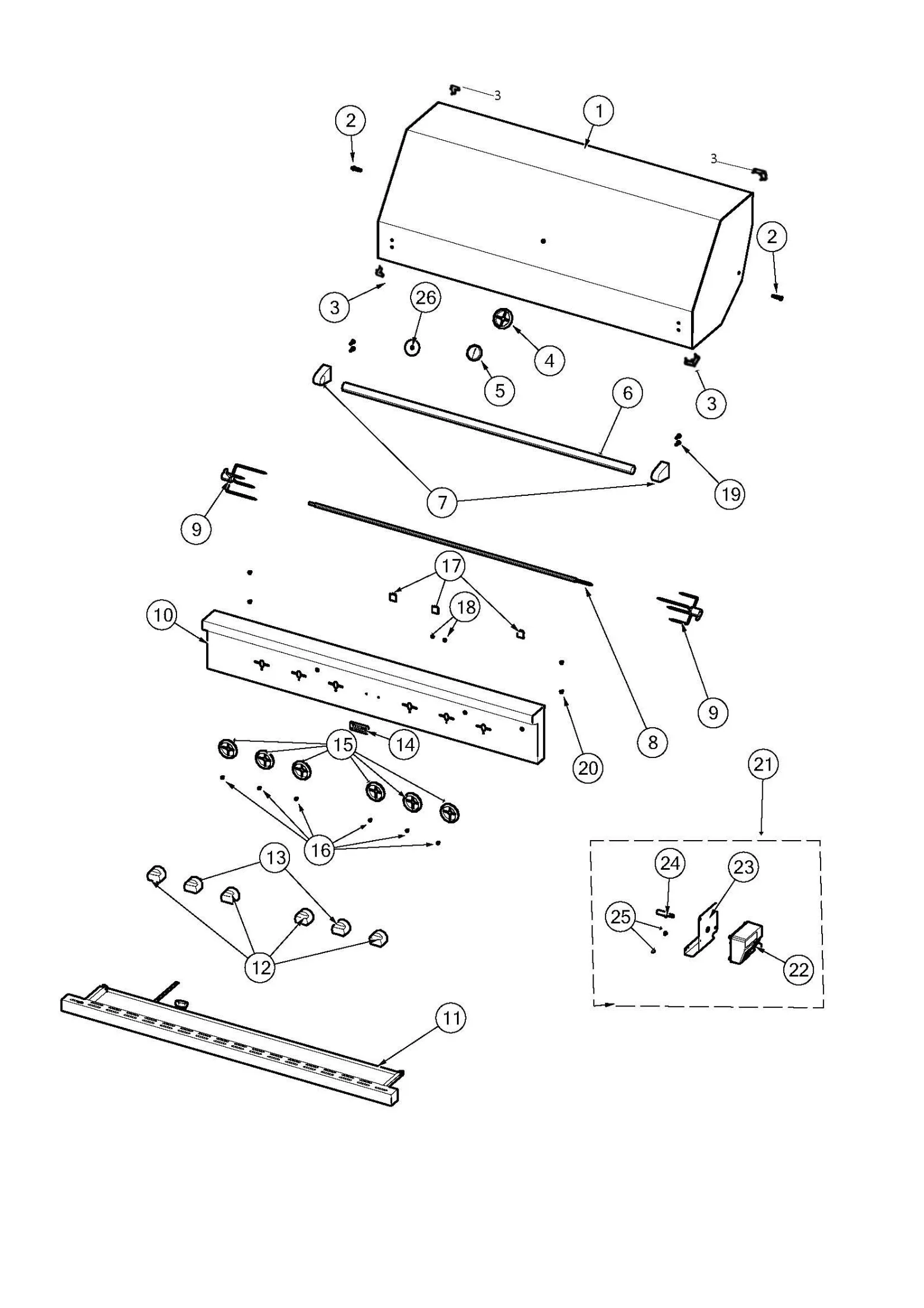 Viking VGBQ55424 Grill Decor parts diagram