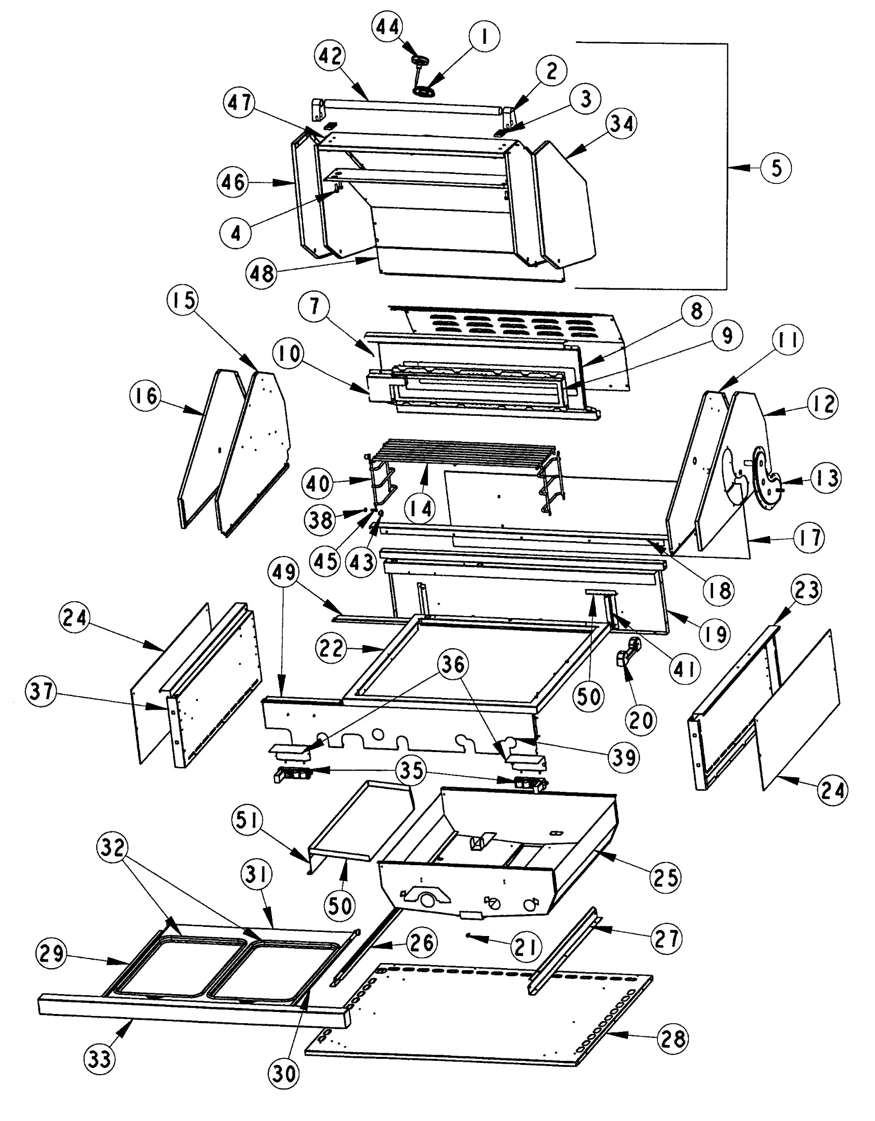 Viking VGBQ5323RT Grill Grill Subassembly parts diagram