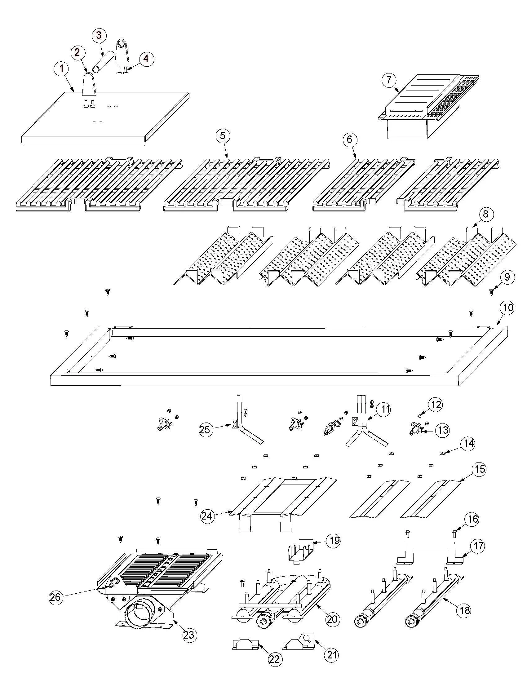 Viking VGIQ4103RE1 Grill Burner Grate Area parts diagram