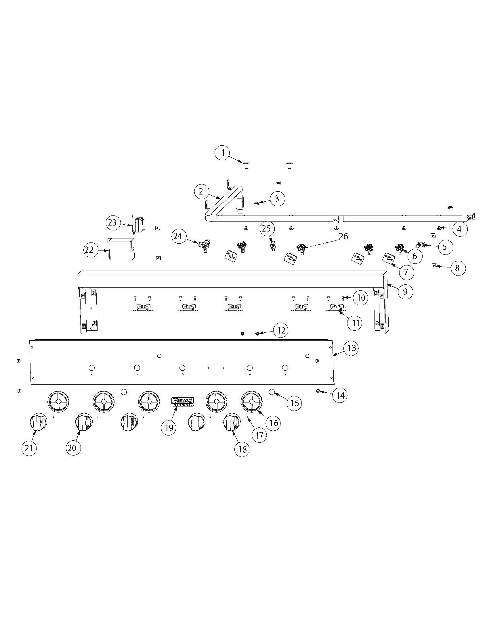 Viking VGIQ4103RE1 Grill Control Area parts diagram