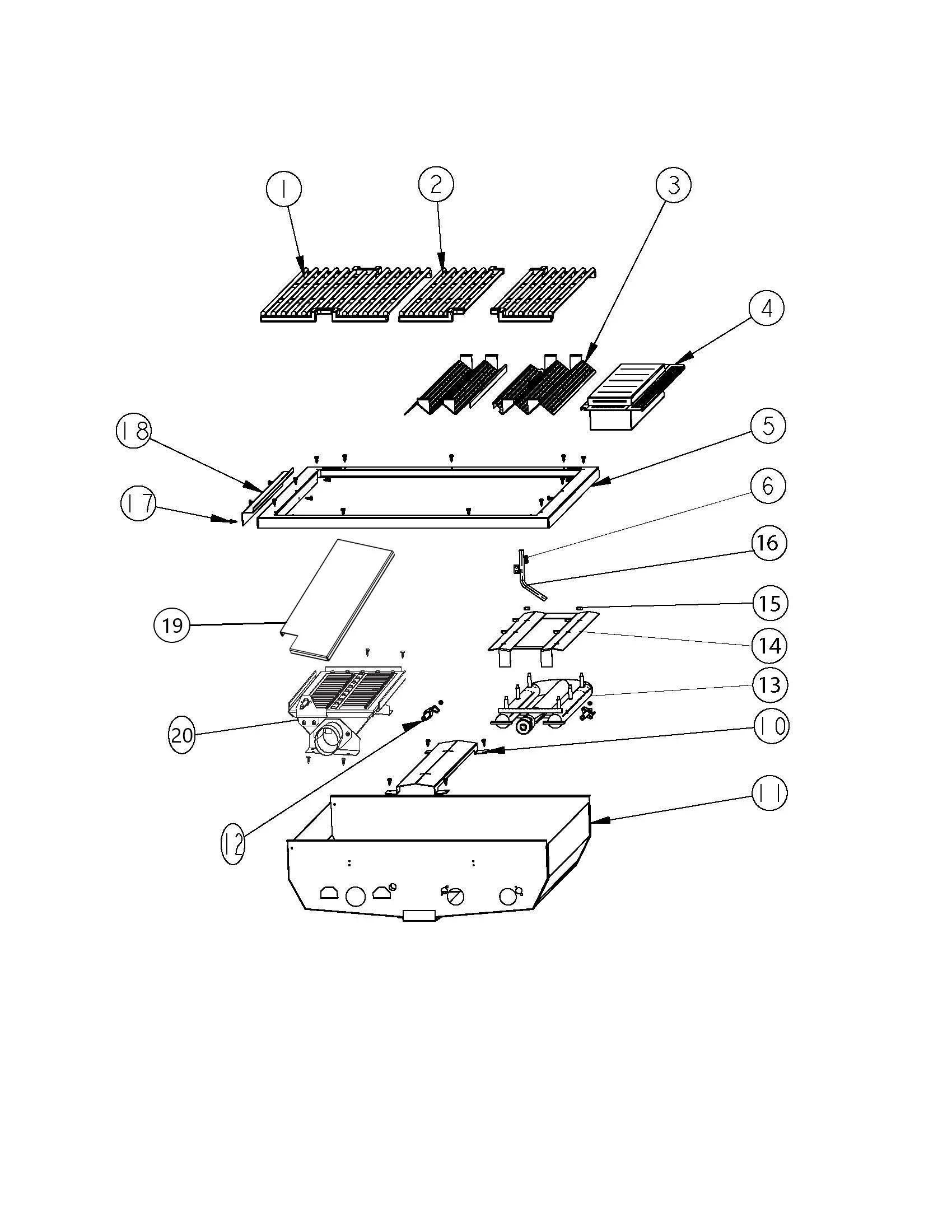 Viking VGIQ4122RT1 Grill Box Int parts diagram