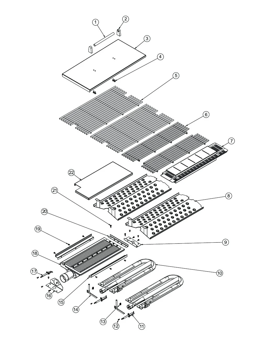 Viking VGIQ4103RT2 Grill Burner Grate Area parts diagram