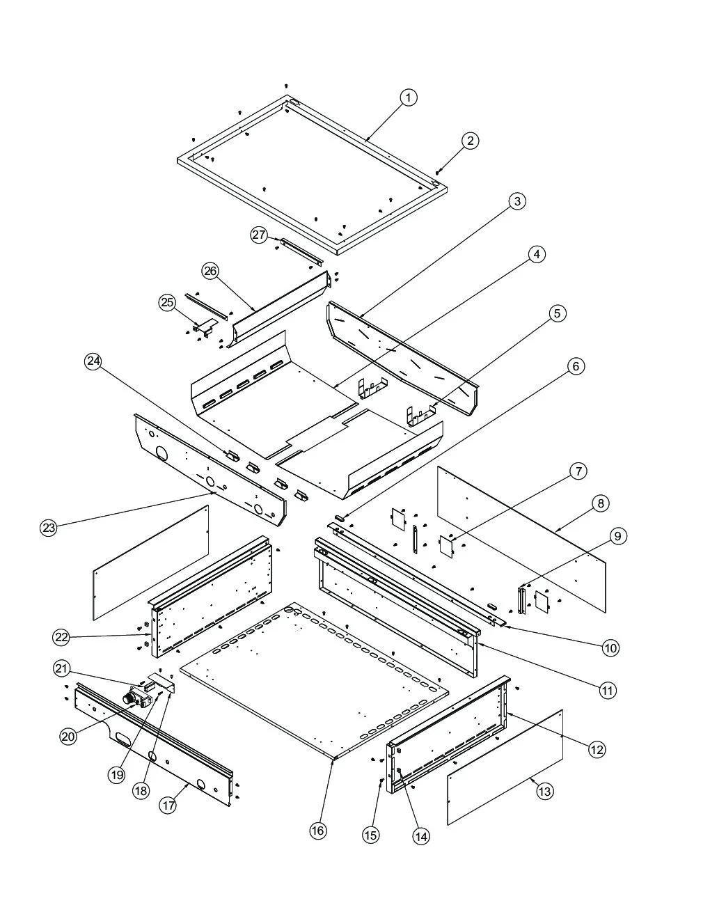 Viking VGIQ4103RT2 Grill Burner Box Area parts diagram