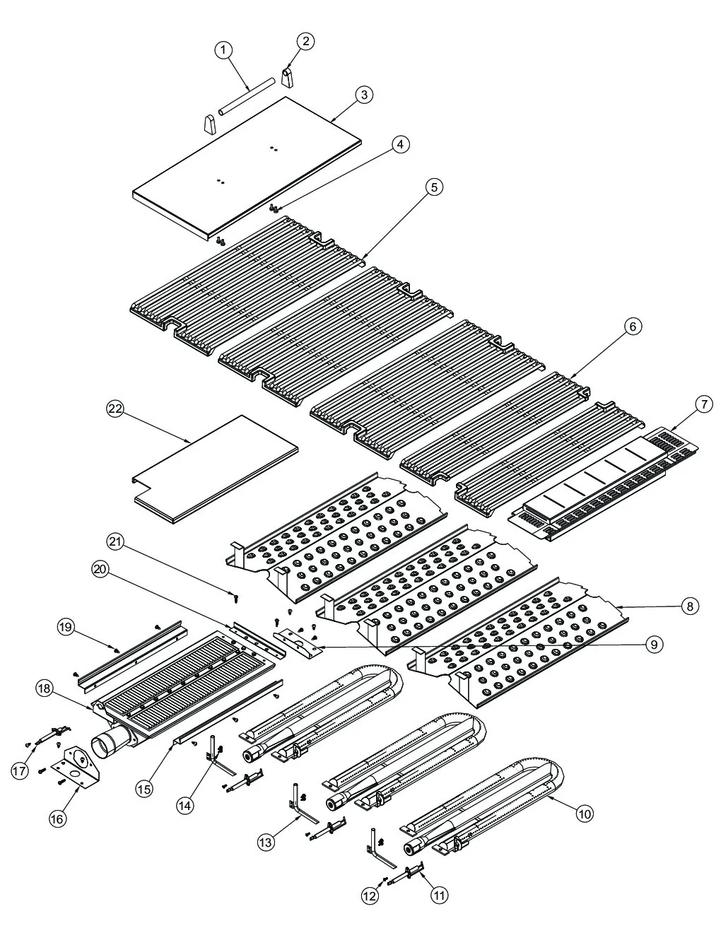 Viking VGIQ5304RE2 Grill Burner Grate Area parts diagram