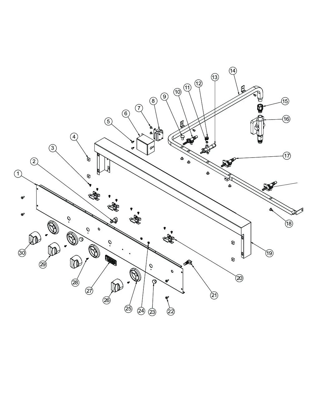 Viking VGIQ4103RE2 Grill Control Panel parts diagram
