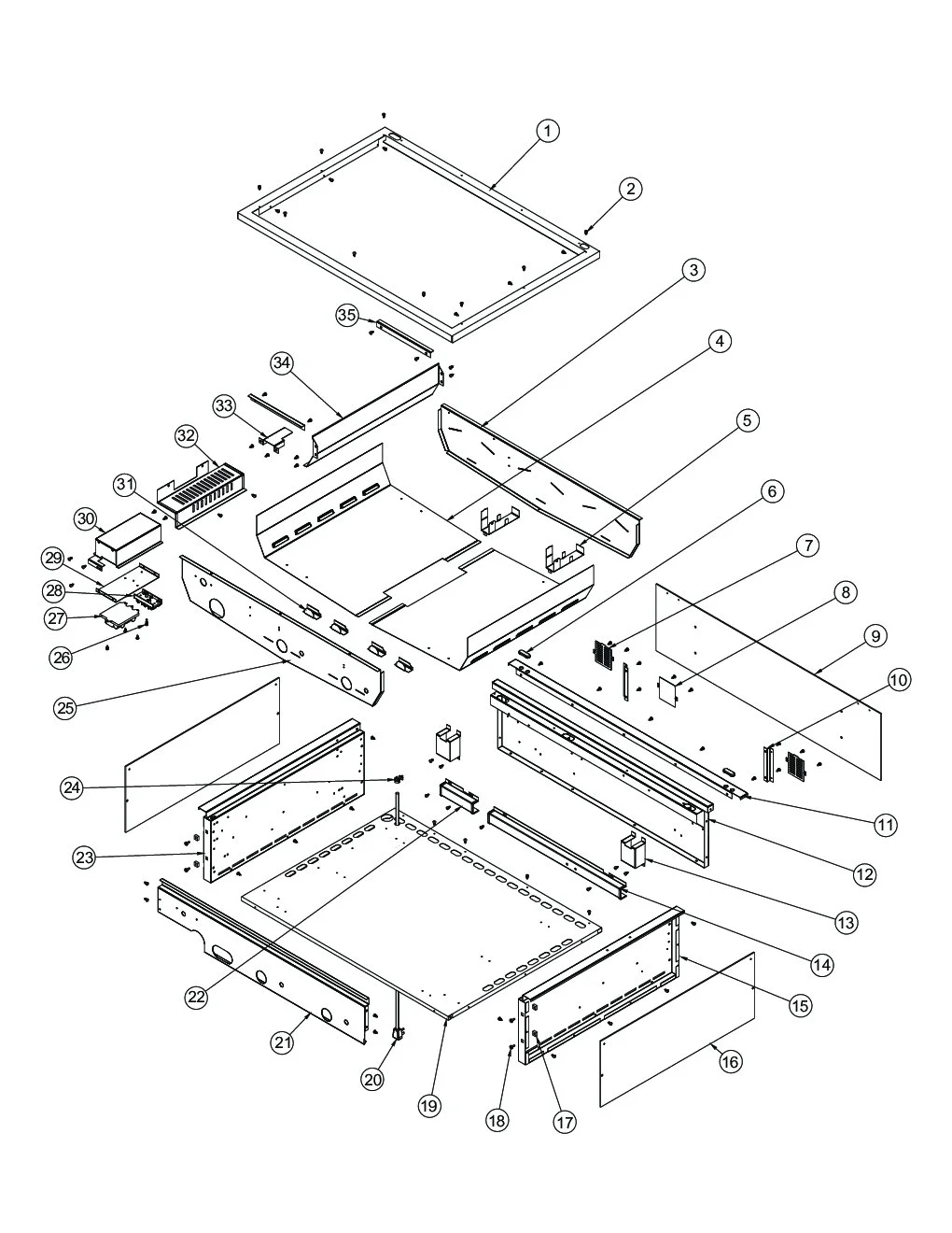 Viking VGIQ4103RE2 Grill Burner Box Area parts diagram