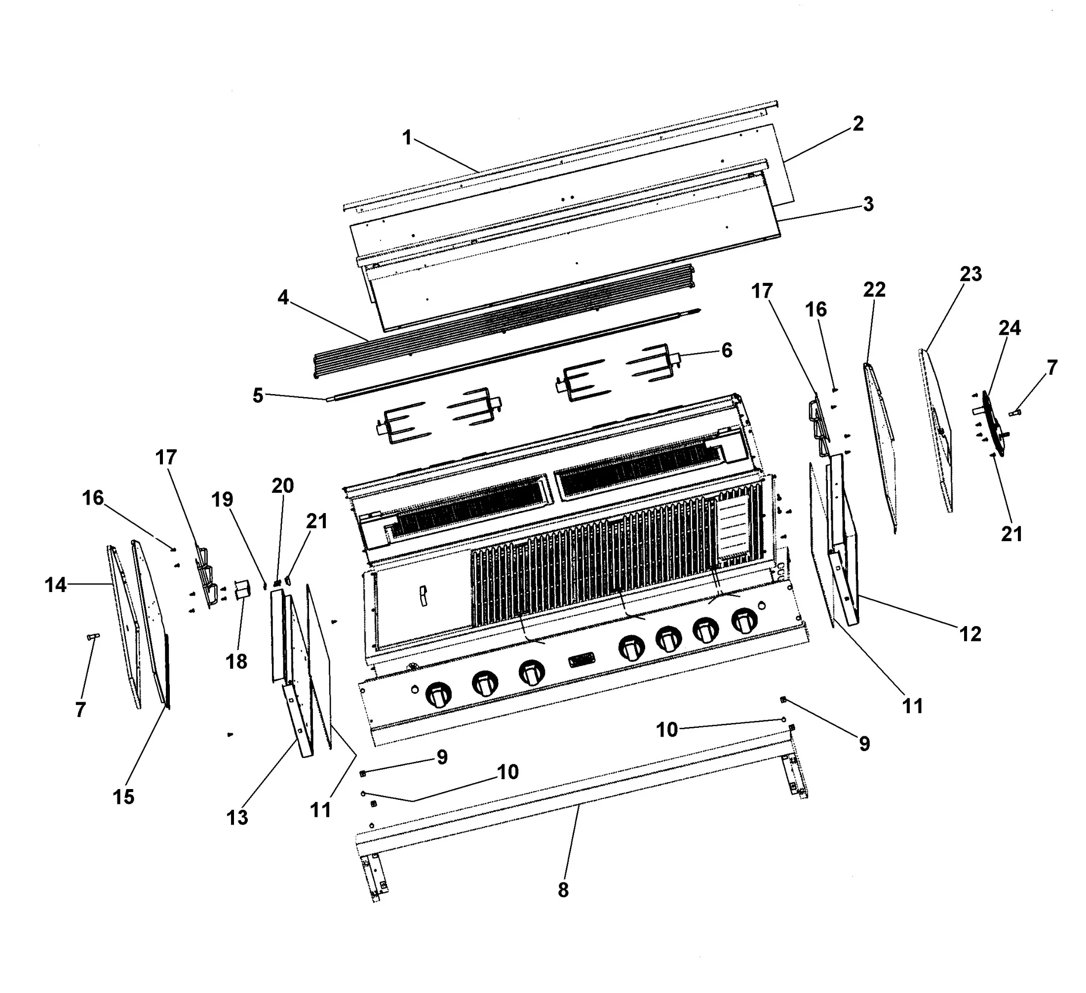 Viking VGIQ5304RT Grill Exterior Assembly parts diagram