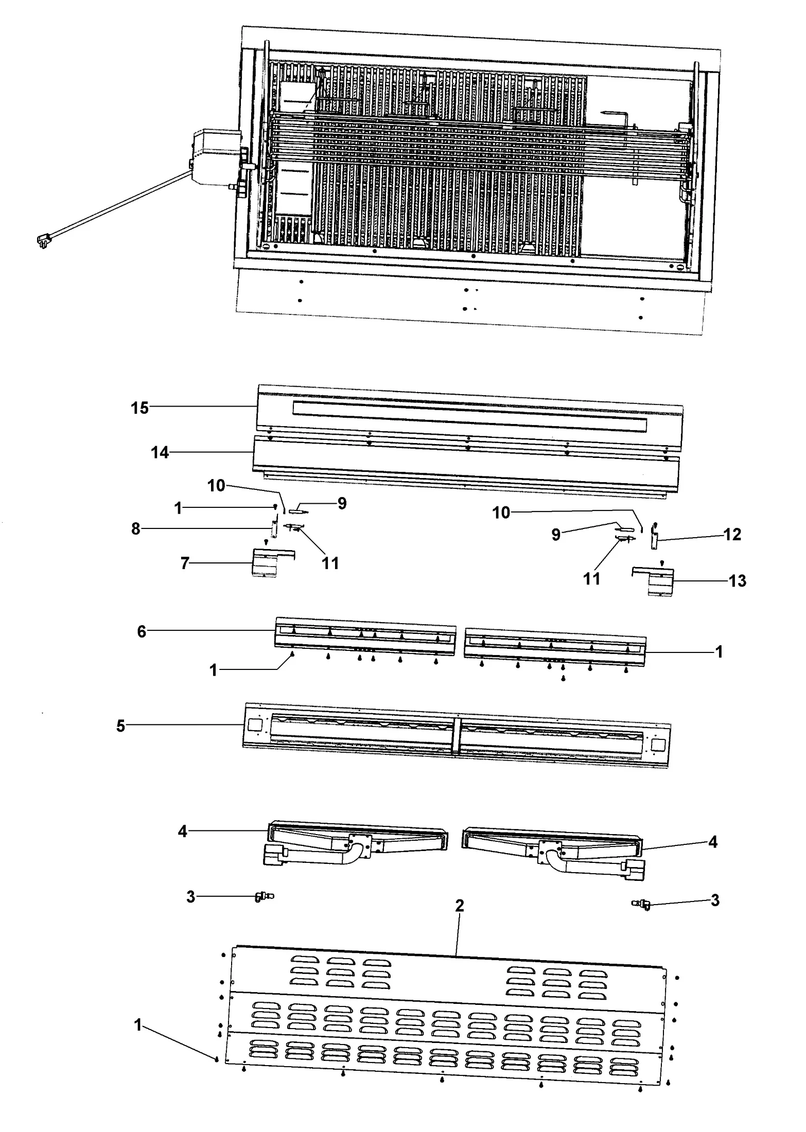 Viking VGIQ5304RT Grill Upper IR Assembly parts diagram