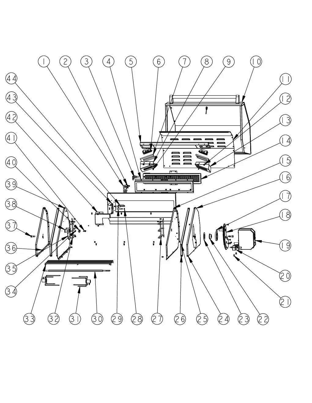 Viking VGIQ4122RE1 Grill Top Section parts diagram
