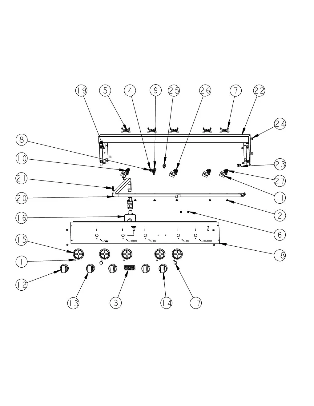 Viking VGIQ4122RE1 Grill Control Panel parts diagram