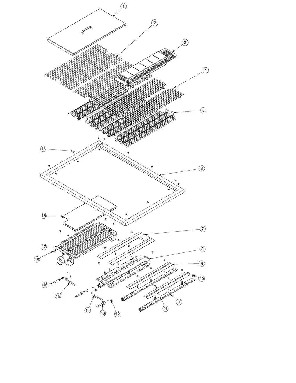 Viking VGIQ4103RT1SS Grill Burner Grate Area parts diagram