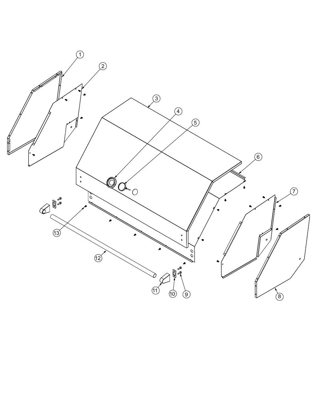 Viking VGIQ4103RT1SS Grill Canopy Area parts diagram