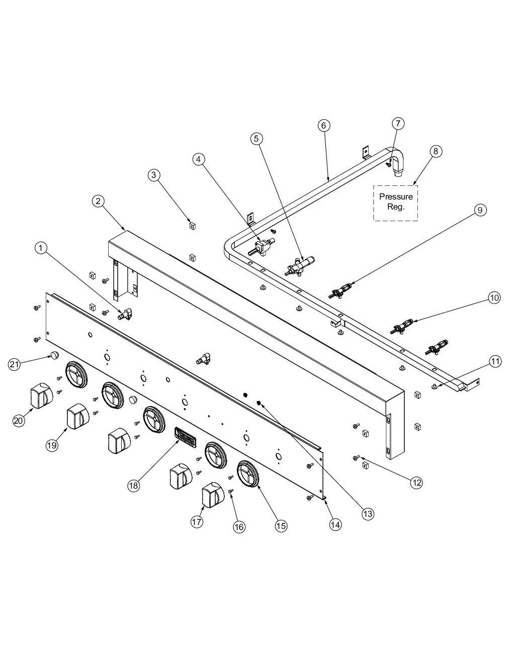 Viking VGIQ4103RT1SS Grill Control Panel parts diagram