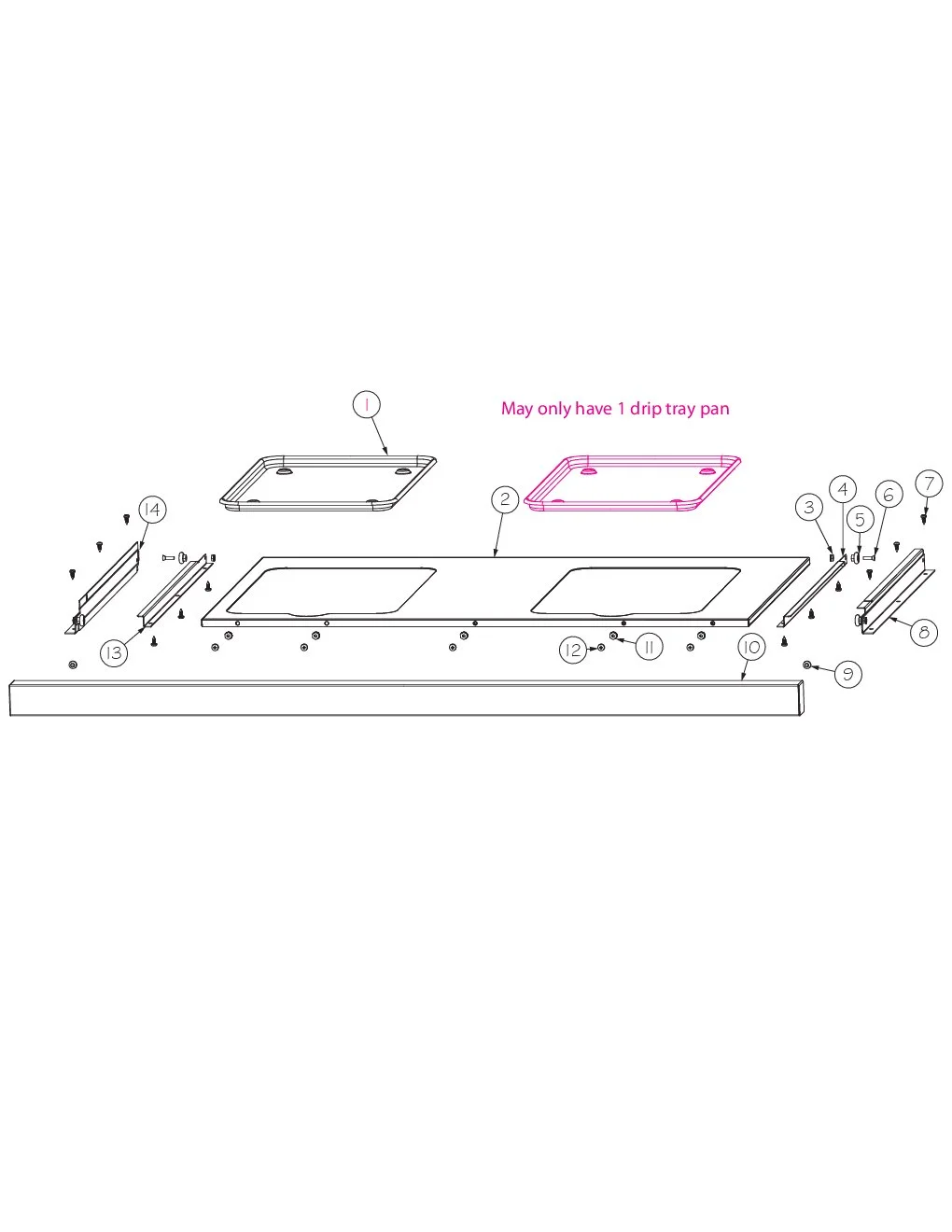 Viking VGIQ5304RE1 Grill Drip Tray parts diagram