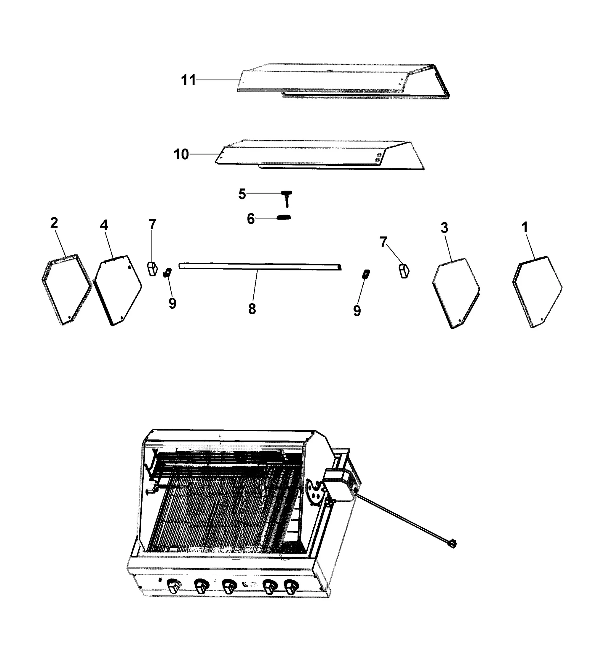 Viking VGIQ4103RT Grill Canopy Assembly parts diagram