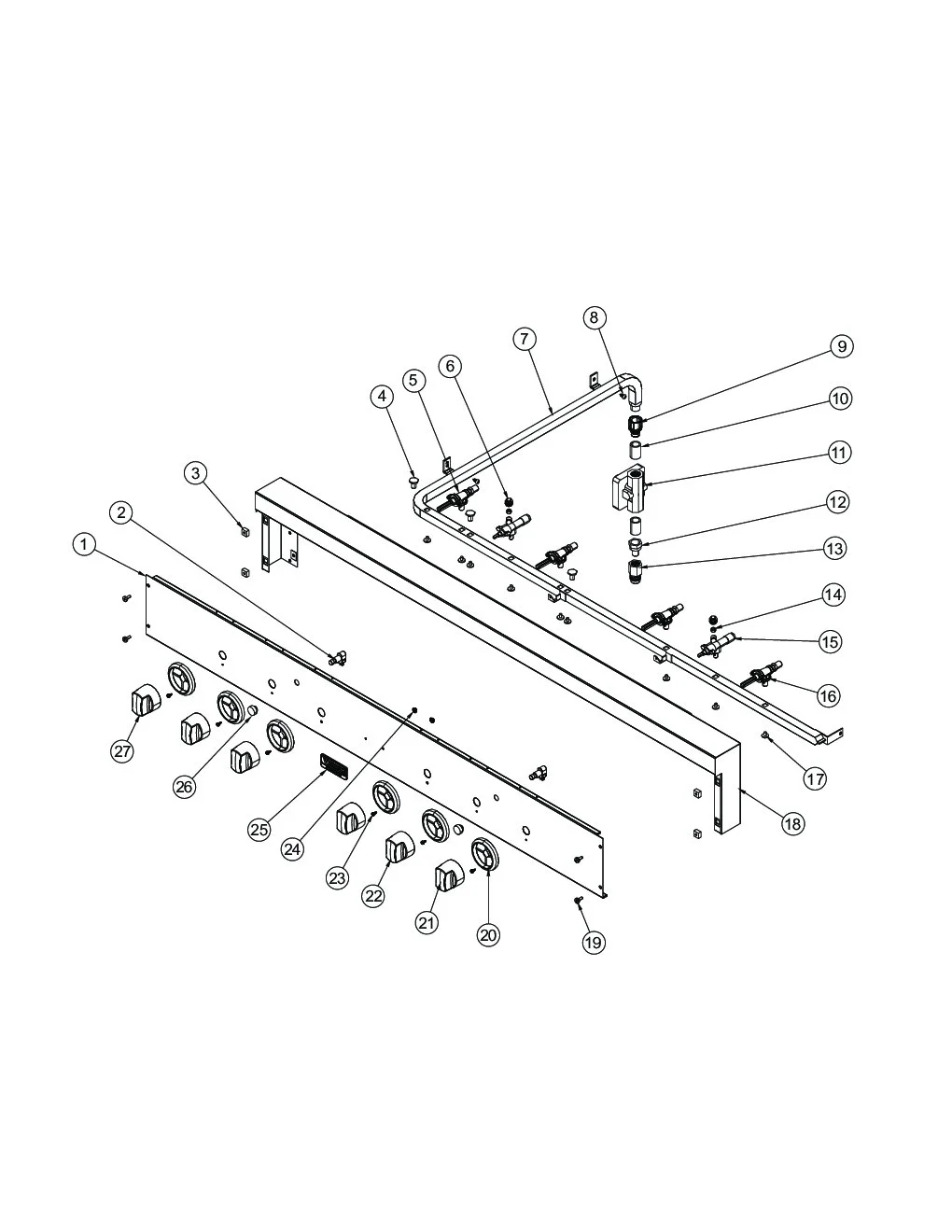 Viking VGIQ5304RT2 Grill Control Panel parts diagram