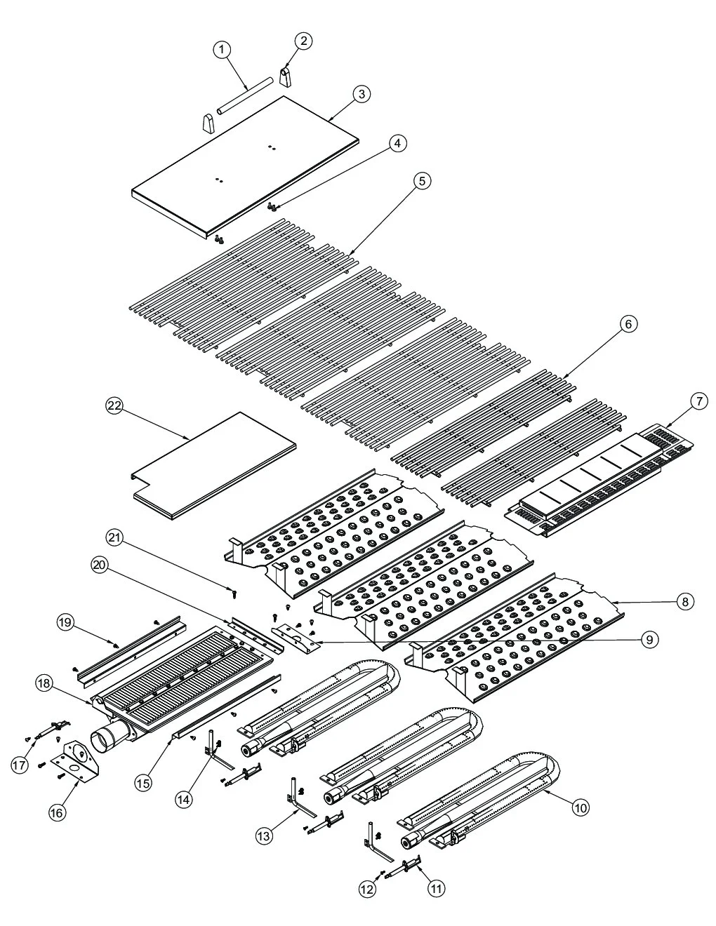 Viking VGIQ5304RT2 Grill Burner Grate Area parts diagram