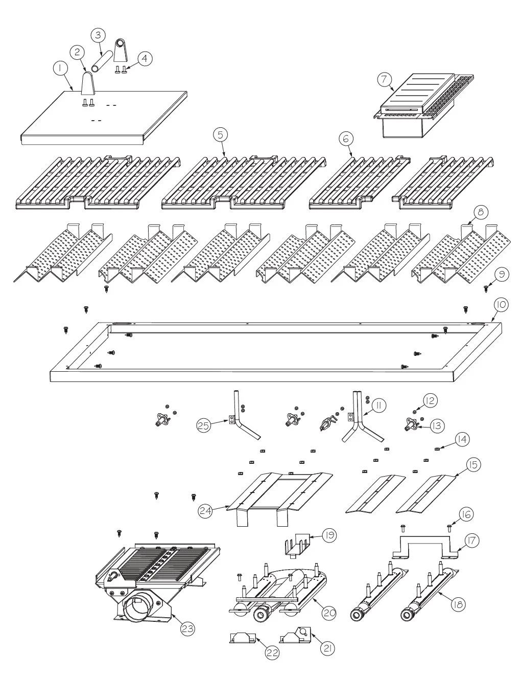 Viking VGIQ5323RE1 Grill Burner Grate Area parts diagram