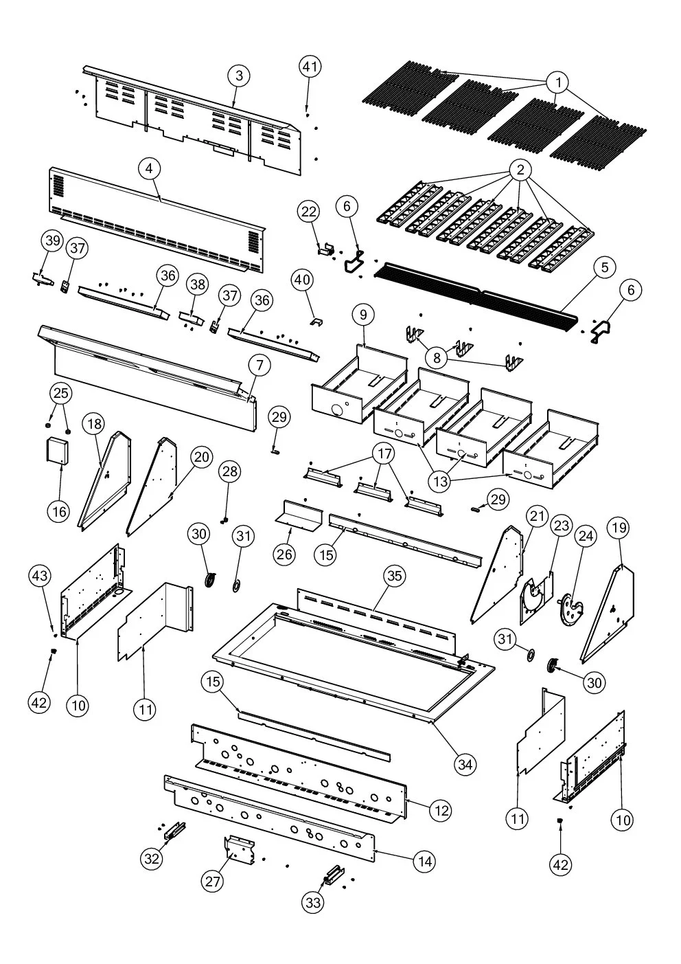 Viking VGIQ55424 Grill Base parts diagram