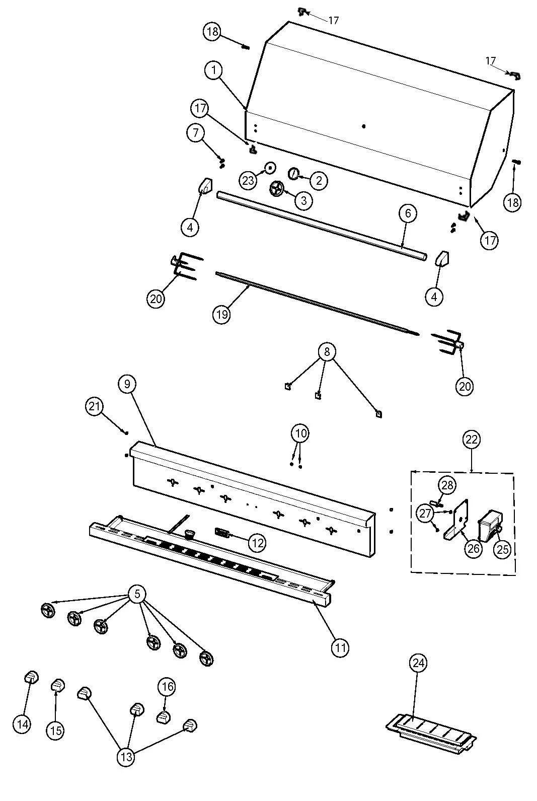 Viking VGIQ55424 Grill Decor parts diagram
