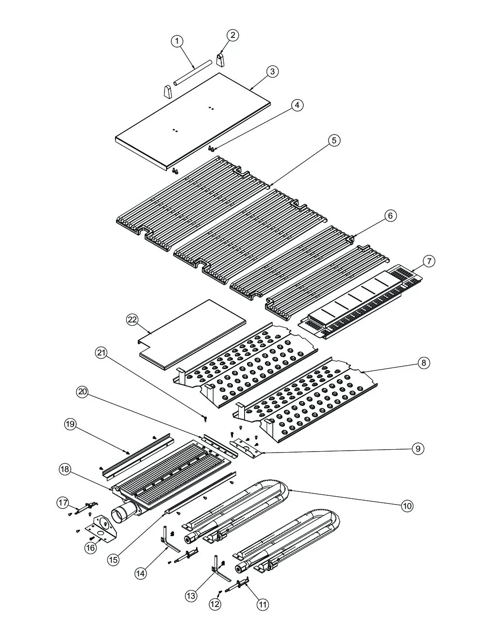 Viking VGIQ5323RE2 Grill Burner Grate Area parts diagram