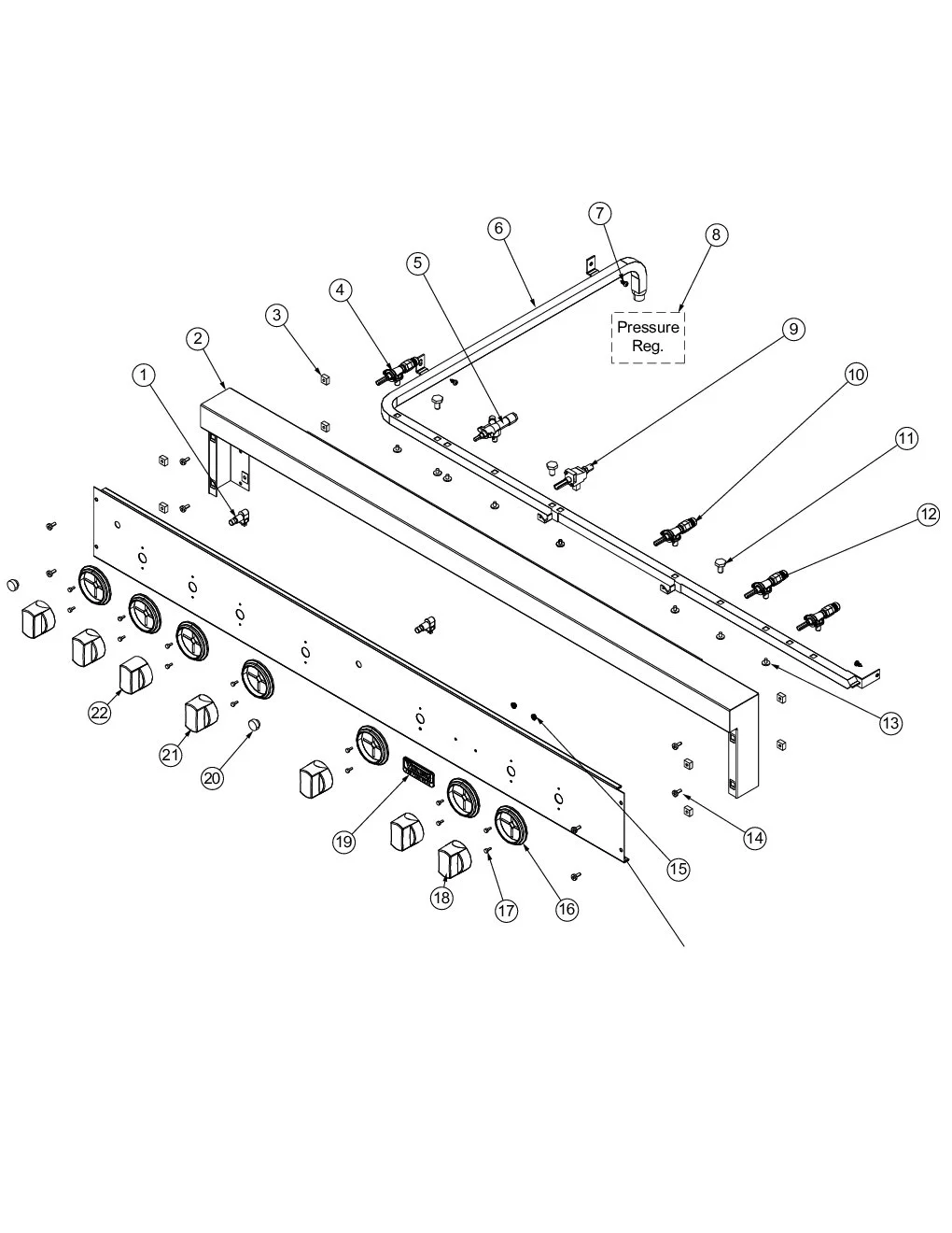 Viking VGIQ5323RT1 Grill Control Panel parts diagram