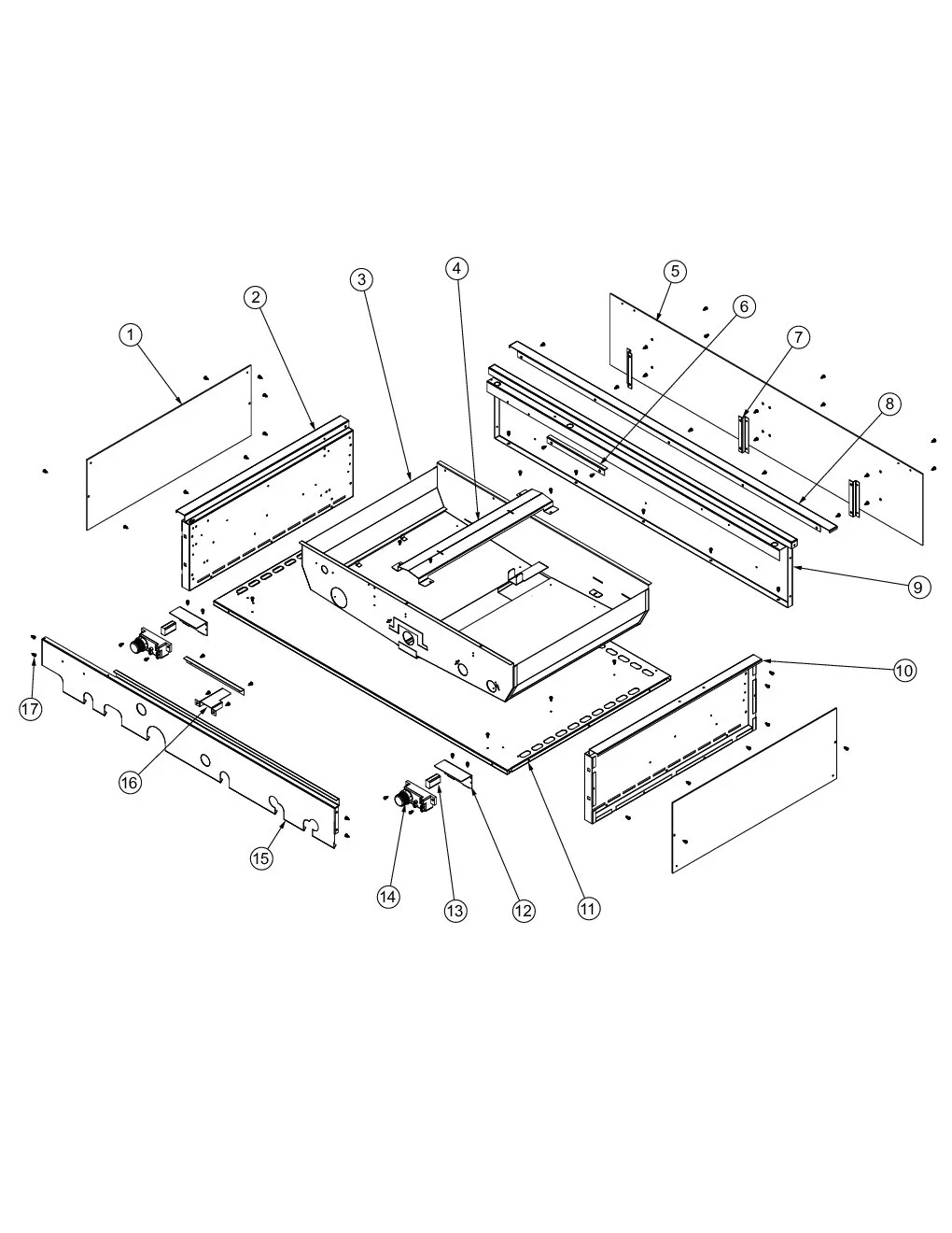 Viking VGIQ5323RT1 Grill Burner Box Area parts diagram