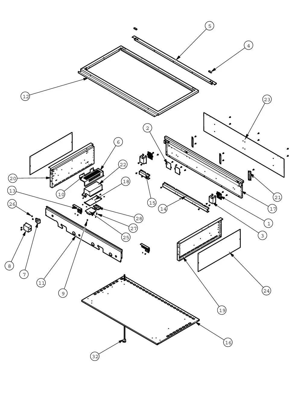 Viking VGIQ55404RE Grill Base parts diagram