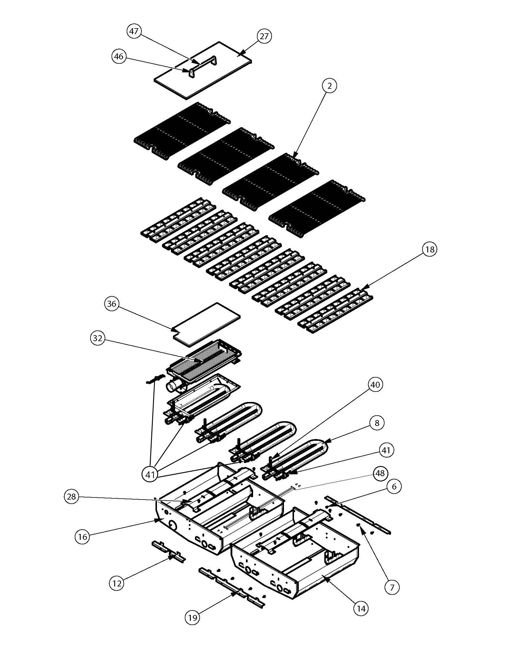 Viking VGIQ55404RE Grill Burner Box parts diagram