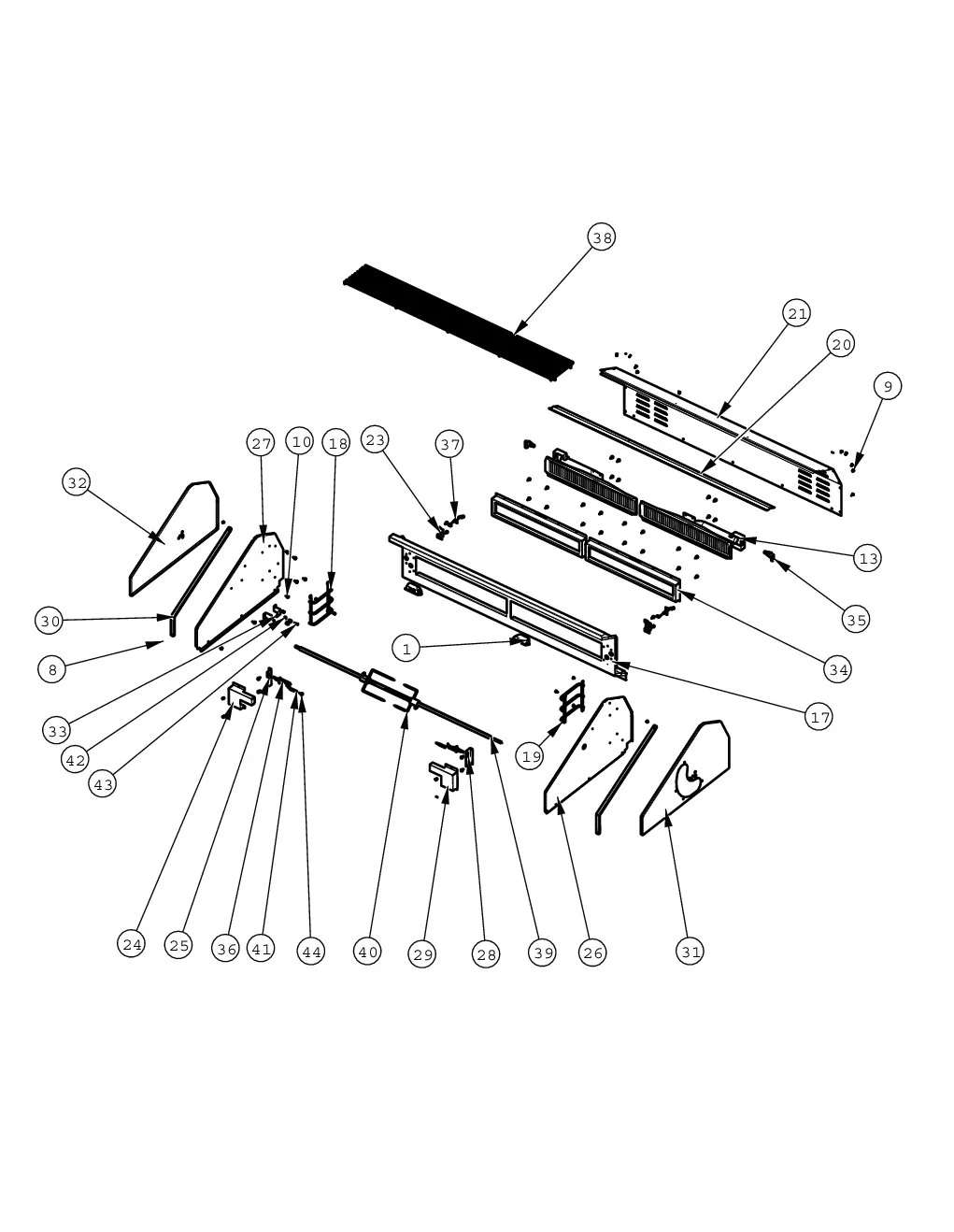 Viking VGIQ55404RE Grill Upper Burners parts diagram