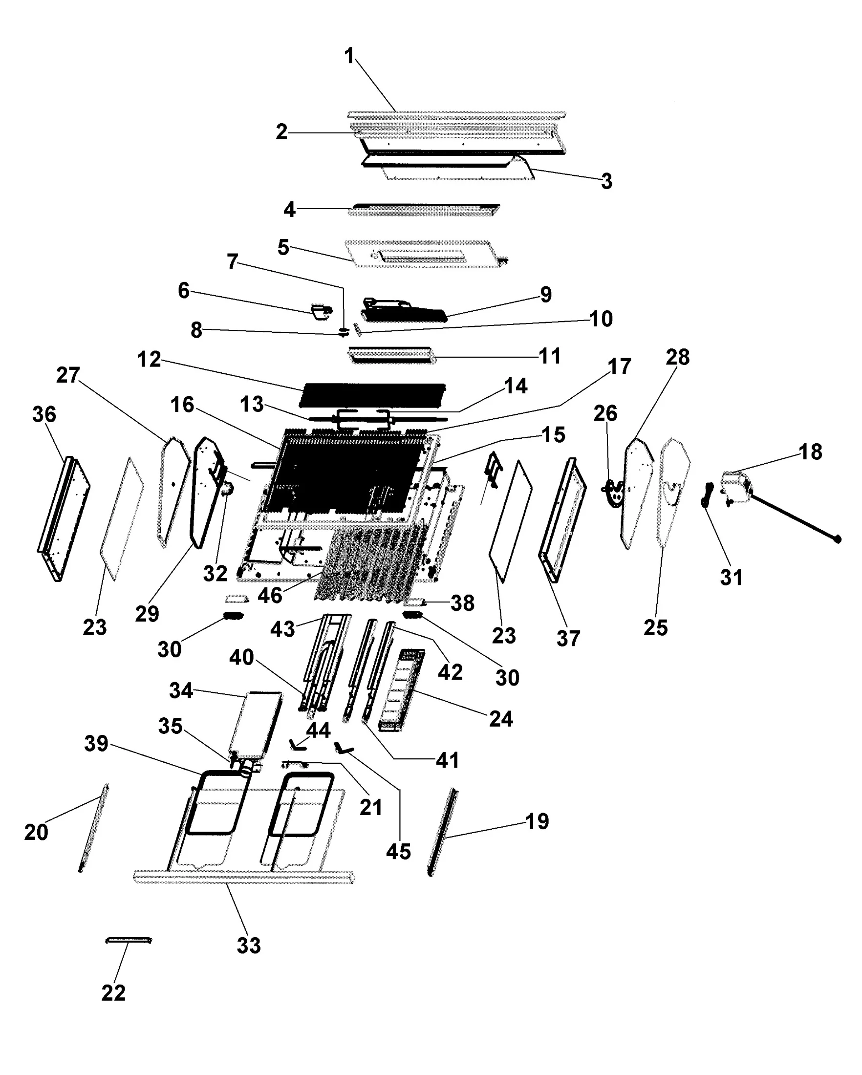 Viking VGIQ5323RT Grill Grill Subassembly parts diagram