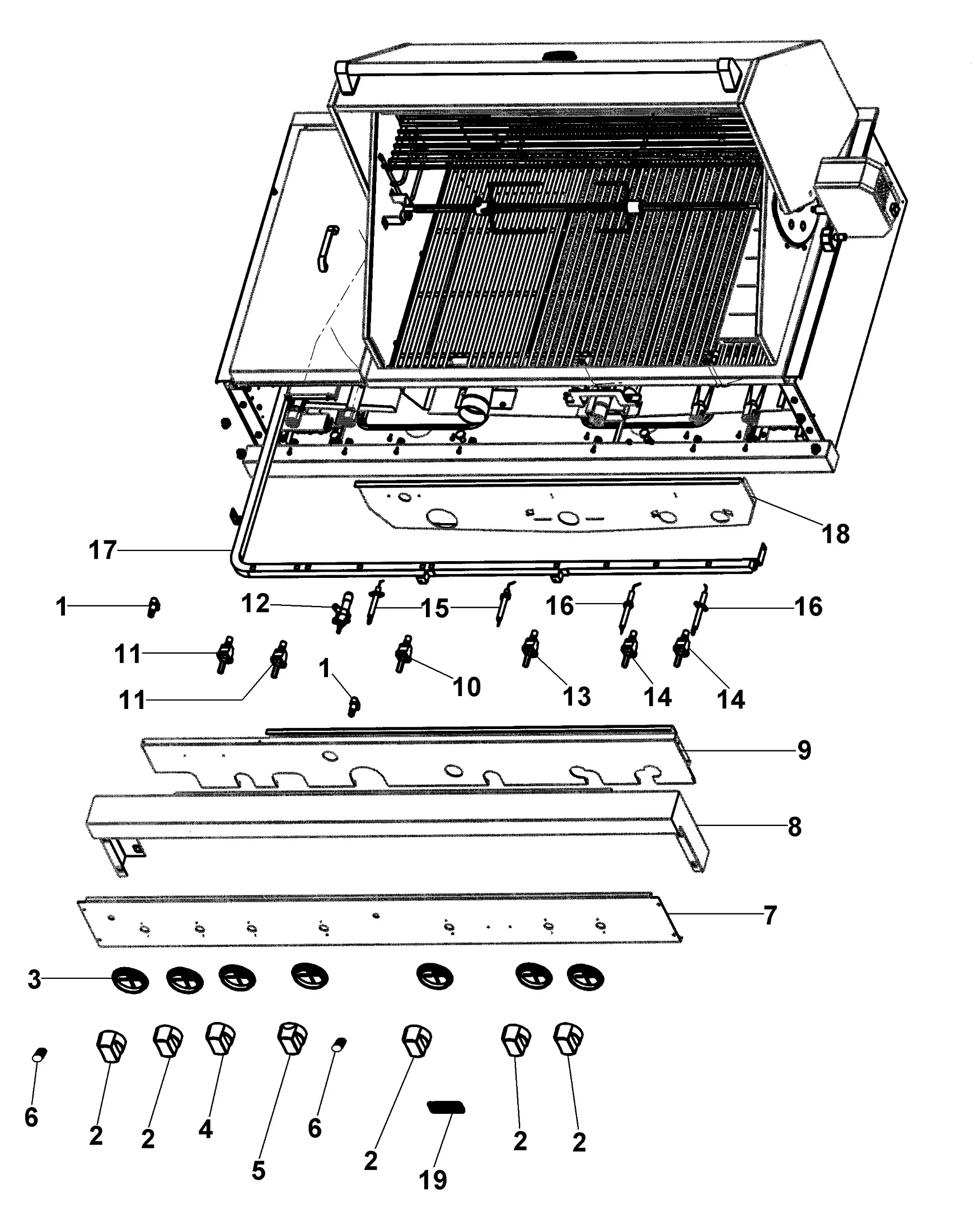 Viking VGIQ5323RT Grill Control Assembly parts diagram