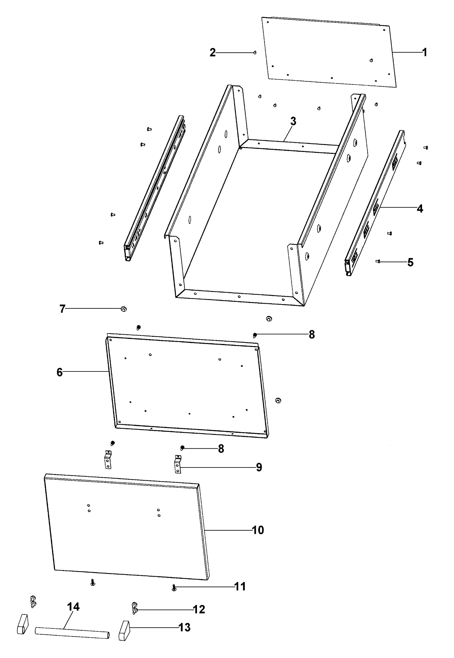 Viking VQBO3021 Cabinet Drawer Assembly parts diagram