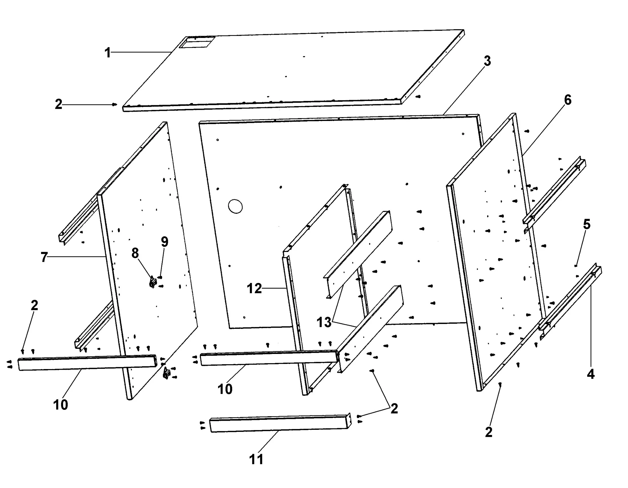 Viking VQBO4121 Cabinet Main Cabinet Area parts diagram