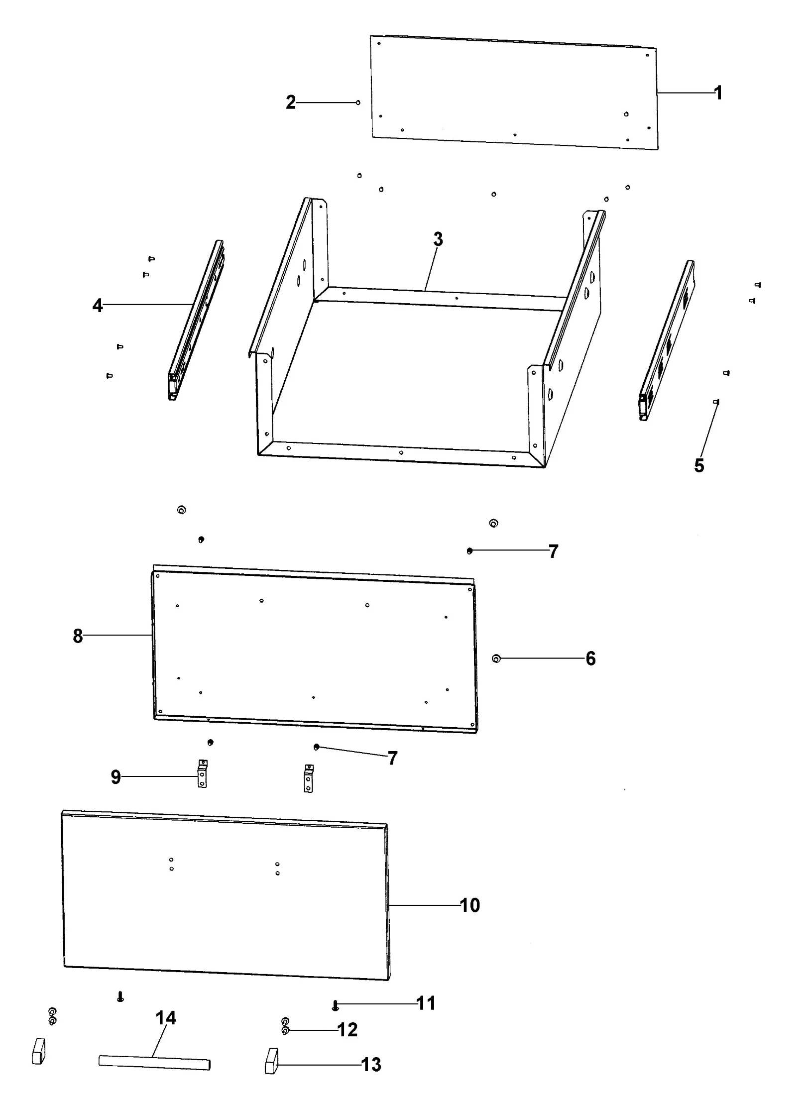 Viking VQBO4121 Cabinet Drawer Assembly parts diagram